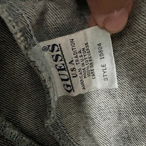 Guess Vintage 90s Medium Light Wash Trucker Denim Jacket Leather Trim Collar M - Picture 10 of 10